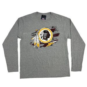 Washington Redskins Shirt Men L Gray Fanatics Pro Line Long Sleeve Crew Neck NEW